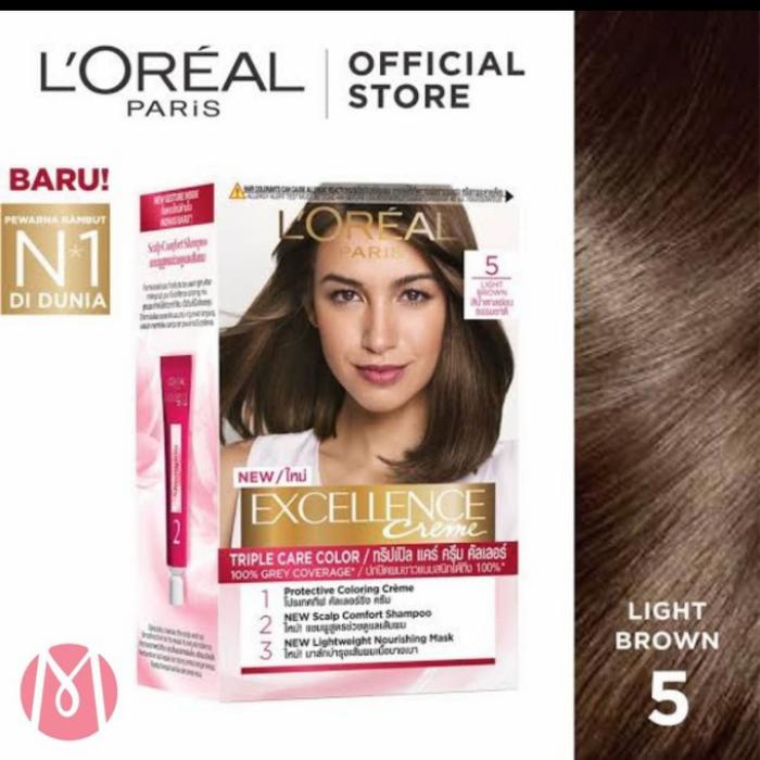 Gambar Loreal Excellent Creme /pewarna rambut Black & Dark brown no 1 & 3 - No5 Light Brown dari FeliciaCosmetic undefined Tokopedia