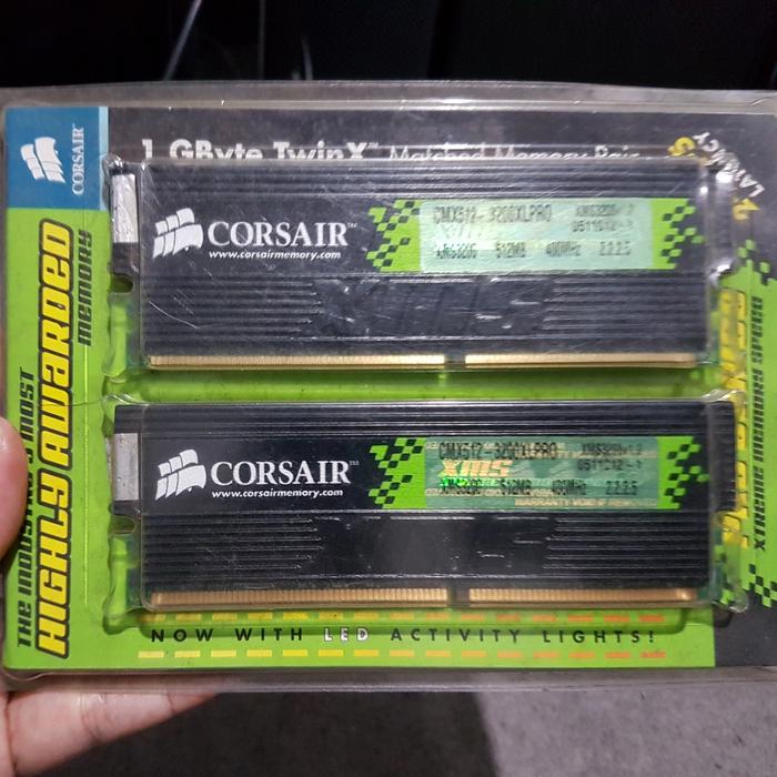 Jual memory ddr corsair 1gb twinx cmx512 x2 3200xl pro 400mhz