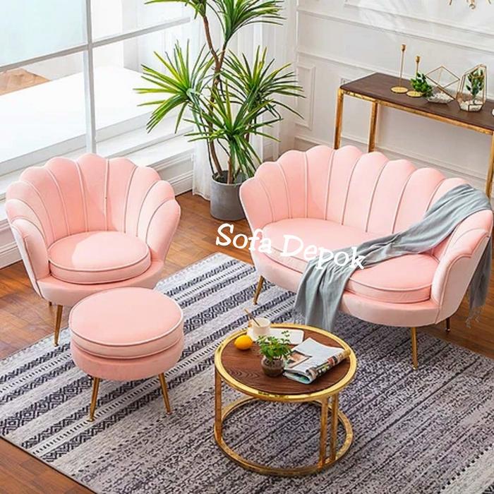 Jual sofa kerang pink sofa depok Kota Depok Sofa_depok Tokopedia