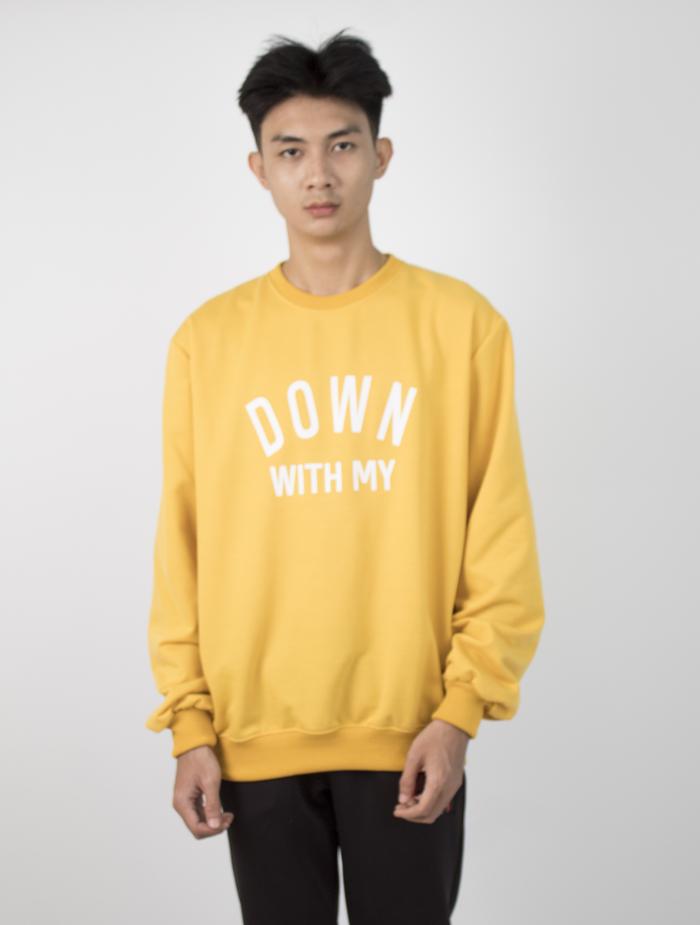 Gambar DOWN Sweter Battle Sweater Cowok Basic Sweater Crewneck - Kuning, M dari RisRus Official undefined Tokopedia