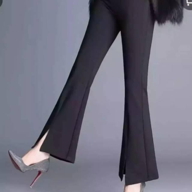 Gambar celana wanita cutbray model belah depan/ cutbray wanita scuba premium - Hitam, All Size dari SANDANG.STORE28 undefined Tokopedia