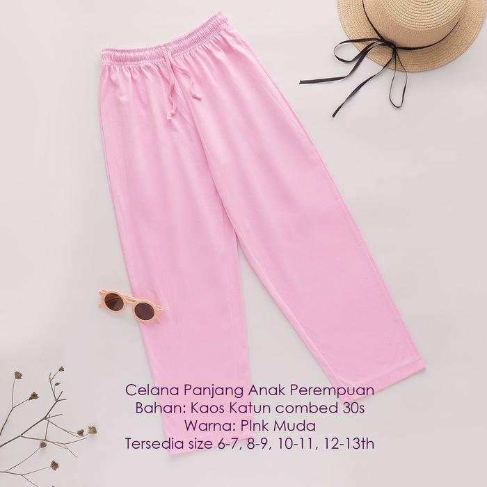 Gambar Celana Panjang Kaos Harian Rumah Polos Anak Perempuan 6 8 10 12 tahun - Pink Muda, 12-13 tahun dari Just Fashion Cloth undefined Tokopedia