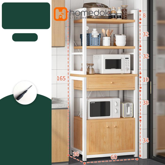 Gambar Rak Penyimpanan Rak Dapur Microwave Kamar Rak Serbaguna Rak Microwave - B-60*36*165 dari Homedoki Store undefined Tokopedia
