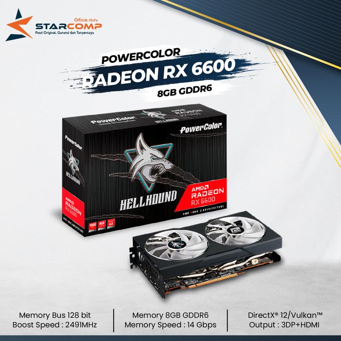 Gambar VGA Powercolor RX6600 8GB DDR6 Hellhound AMD Radeon RX 6600 dari Starcomp Origin undefined Tokopedia