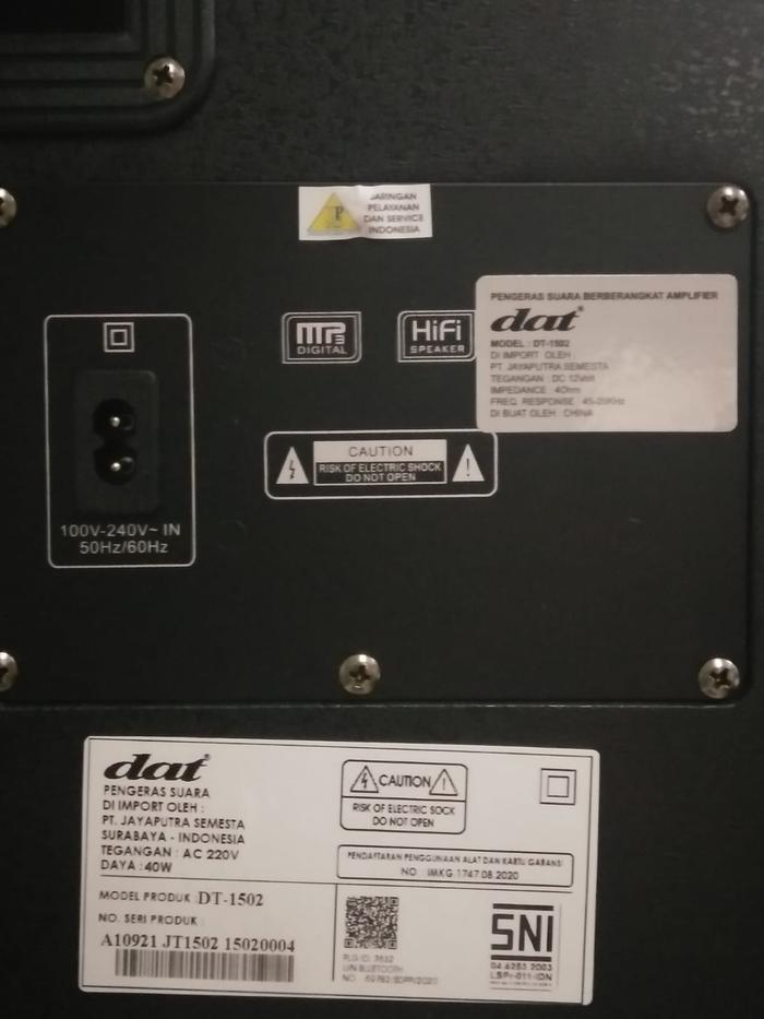 Gambar Charger Cas Casan UNTUK Salon Speker Speaker dat DT-1502 (ORIGINAL) dari PREMIUM RUMAH AUDIO undefined Tokopedia