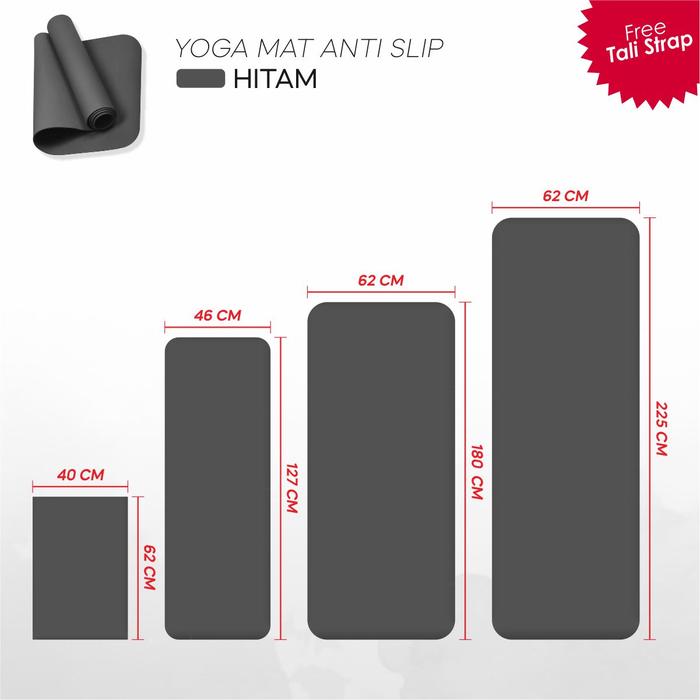 Gambar MATRAS YOGA GRIP OUTDOOR INDOOR TEBAL 5 MM TRS004 - Hitam, 40X62 CM dari al_misfalah undefined Tokopedia