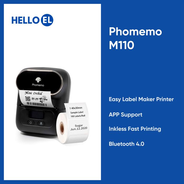 Gambar PHOMEMO M110 Bluetooth Wireless Thermal Label Printer Maker - Hitam dari Hello El Official undefined Tokopedia