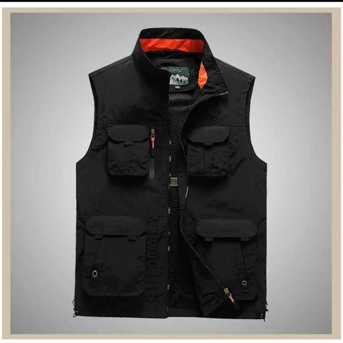 Gambar jaket rompi cafe, rompi pria, rompi motor anti air - Hitam, M dari riefline_sytm store undefined Tokopedia