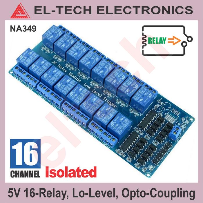 Gambar RELAY Modul Switch Isolate Opto Coupling 16 Channel 5V 12V 24V Arduino - 5V dari ELTECH online undefined Tokopedia