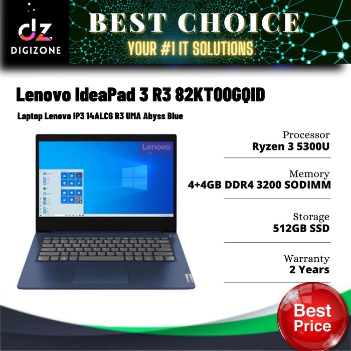 Jual Laptop Lenovo IdeaPad Ryzen3 5300U 4GB+4GBDDR4 512SSD W10