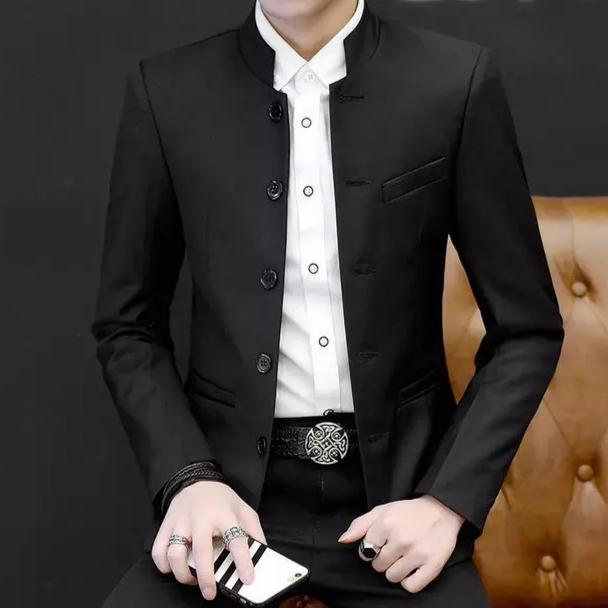 Gambar Jas pria mandarin / Jas koko pria / Jas pria kerah sanghai - Hitam, XS dari barmalastore undefined Tokopedia