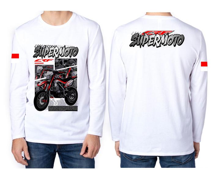 Gambar kaos crf supermoto / baju supermoto / baju kaos honda crf 150L - putih panjang, S dari Awagan Custom Apparel undefined Tokopedia