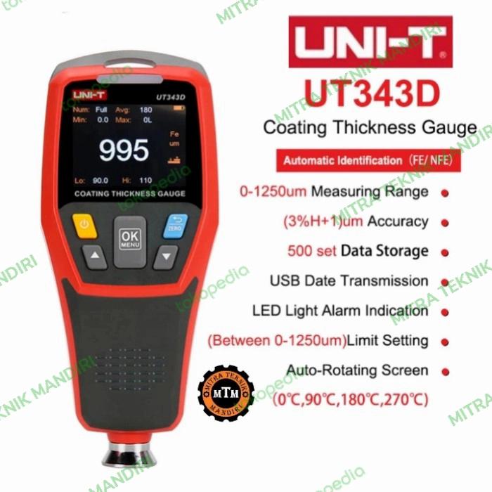 Jual ALAT UKUR KETEBALAN CAT COATING THICKNESS PAINT GAUGE UNI-T UT343D ...