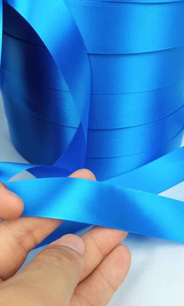 Gambar Print Cetak Pita Satin Premium Ekslusif Import 1 Inch 2,5 cm-Sky Blue - Polos dari Crim Plastik undefined Tokopedia