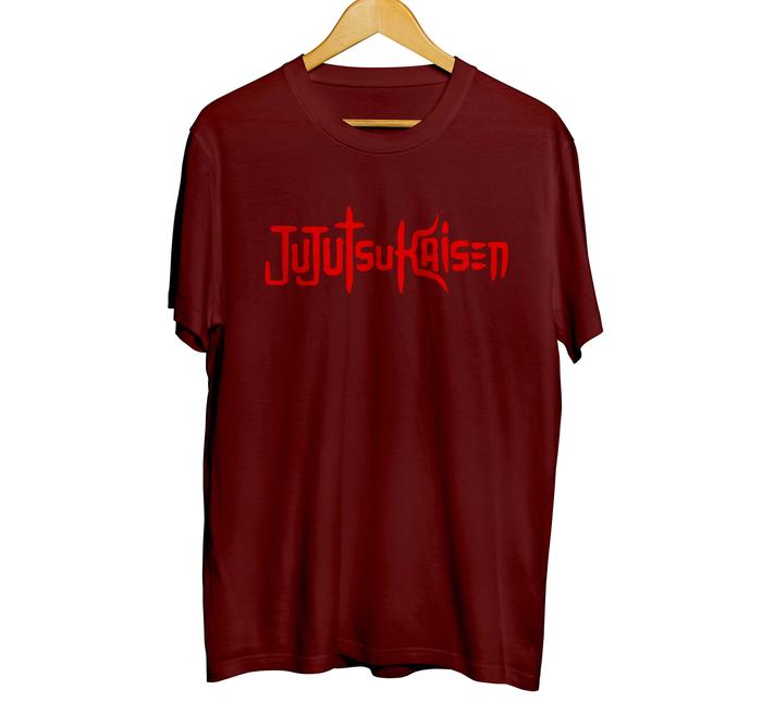 Gambar Kaos distro anime JUJUTSU KAISEN LOGO 100% cotton combed 30s - MAROON, L dari mangjapan undefined Tokopedia