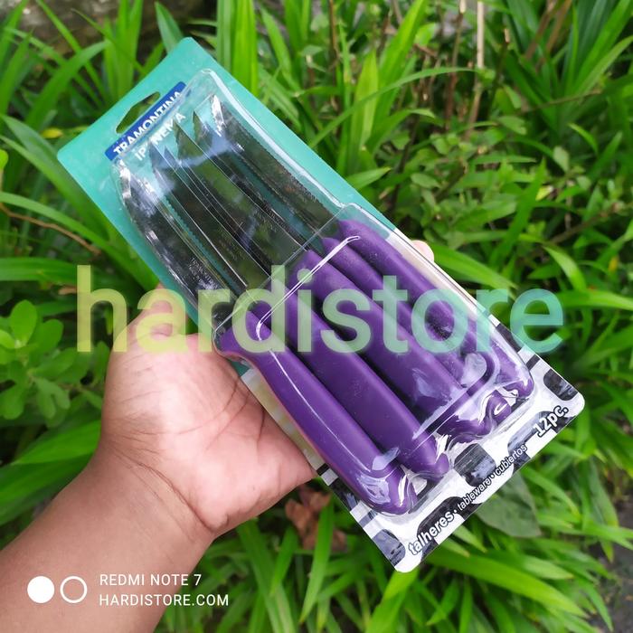 Gambar Pisau Steak 5 inch Tramontina Set 12 pcs 23360/905 Ipanema Black Asli - Ungu dari Hardistore Superpisau undefined Tokopedia