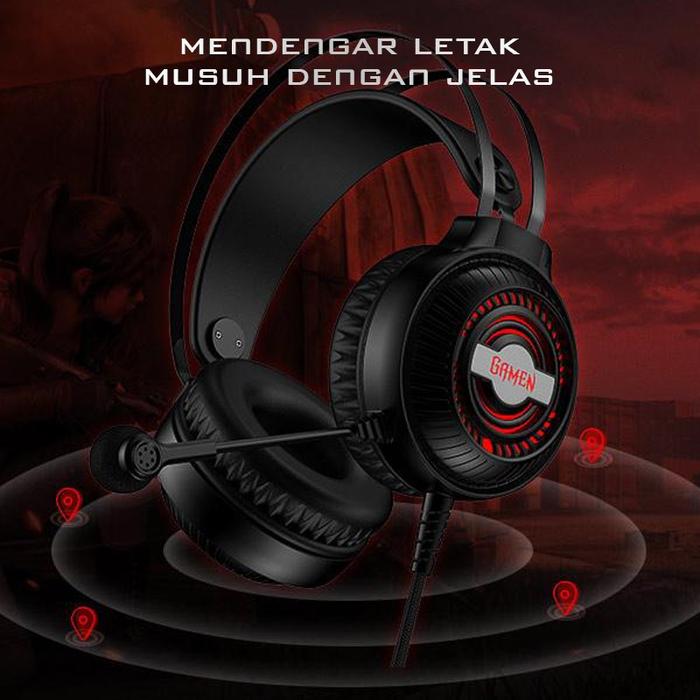 Gambar Headset Gaming RGB LED Light Wire Audio Jack Input GH2100 GAMEN dari STONES ACC 89A undefined Tokopedia