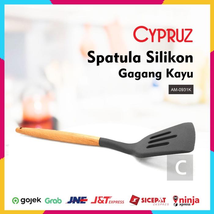 Gambar Cypruz Kitchen Tool Silicone AM0931K Sodet Spatula Lubang Gagang Kayu - Merah Muda dari Home Electro undefined 5 Tokopedia