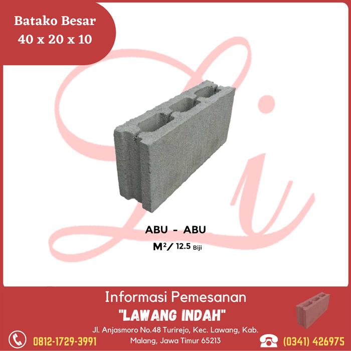 Gambar Batako / Bataco Murah Area Jawa Timur - Pabrik Paving Lawang Indah - Abu-abu, 40 x 20 x 10 dari Perusahaan Paving Lawang Indah undefined Tokopedia
