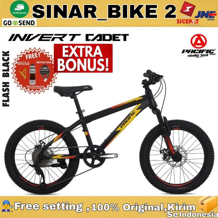 Gambar Sepeda Gunung MTB PACIFIC INVERT CADET Uk. 20 Inch 9 Speed - FLASH BLACK dari Sinar Bike 2 undefined Tokopedia