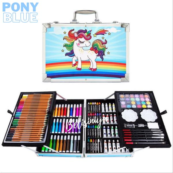 Gambar Crayon Set 145 Pcs Set Lukis/ Alat Gambar / Water Colour / Kid Draw - KUDA PONY BIRU dari belisiniya undefined Tokopedia