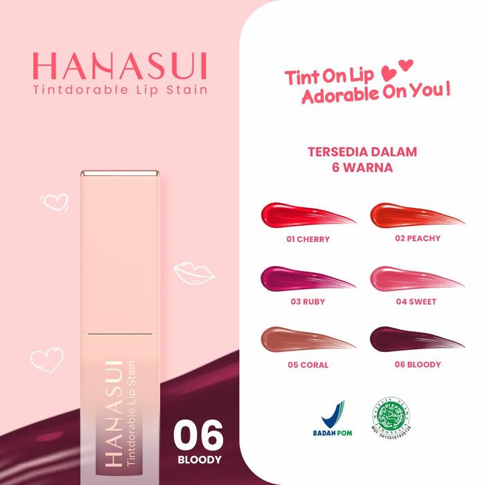 Gambar Hanasui Tintdorable Lip Stain - 06 BLOODY dari Olshopcherrish undefined 3 Tokopedia