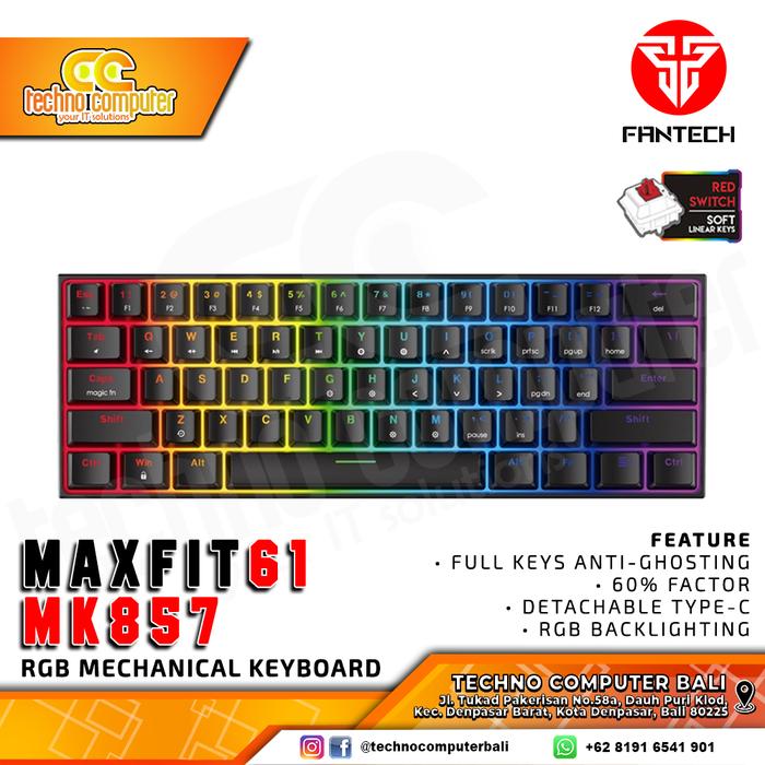 Gambar Fantech MAXFIT61 MK857 60% Keyboard Gaming Mechanical - Hitam, Blue Switch dari Techno Computer Bali undefined Tokopedia