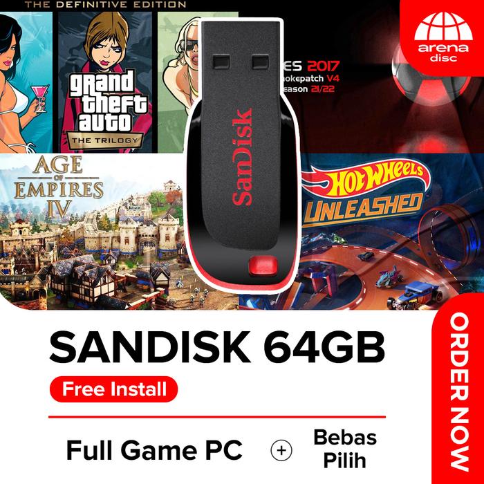 Gambar Flashdisk Sandisk Cruzer Blade Full Game PC/Laptop dari Arena Disc undefined Tokopedia