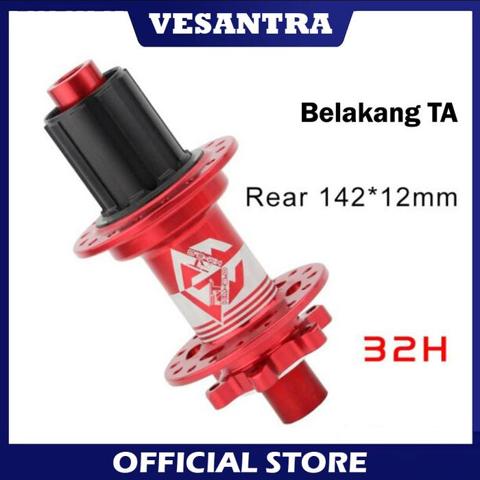 Gambar RT Hub Belakang Freehub TA Thru Axle BOOST 32H 142 x 12mm Jangkrik - BLKG TA Merah dari vesantra undefined Tokopedia