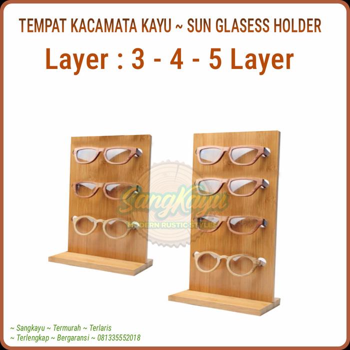 Gambar Rak kacamata display stand kayu wooden sun glasess holder rack 002 - Kayu Mahoni, 3 Layer dari CV. Sangkayu undefined Tokopedia