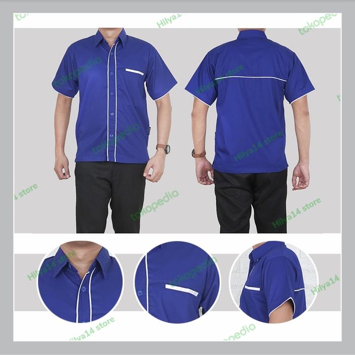 Gambar Kemeja Seragam Kerja Promosi KODE : Ep-02 Biru Lis - Biru List Putih, XL dari Hilya14 store undefined Tokopedia