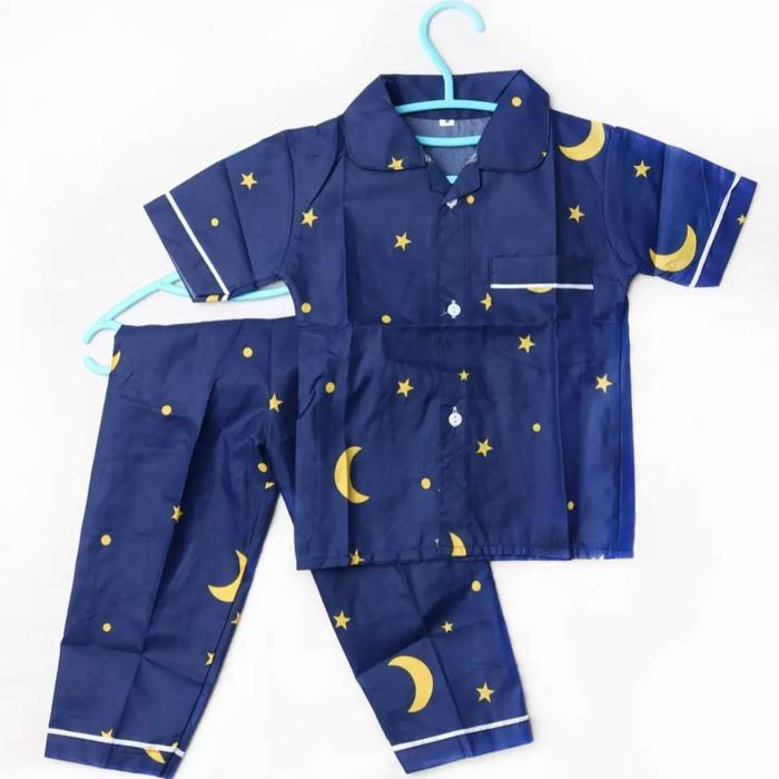 Gambar baju tidur piyama anak motif bulan bintang terlaris dan termurah - Kuning, 7th dari auzanshop03 undefined 4 Tokopedia