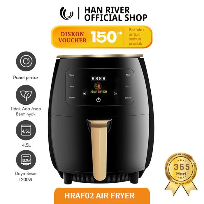 Gambar HAN RIVER HRAF01 Air Fryer 4.5 L Mesin Penggoreng tanpa minya 1200watt - Hitam dari HANRIVER undefined Tokopedia