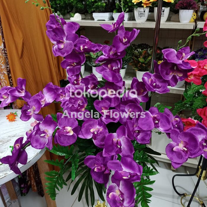 Gambar Rangkaian Bunga Anggrek Artificial 7K + Pot Hiasan Sudut Pojok Rumah dari Angela Flowers undefined Tokopedia