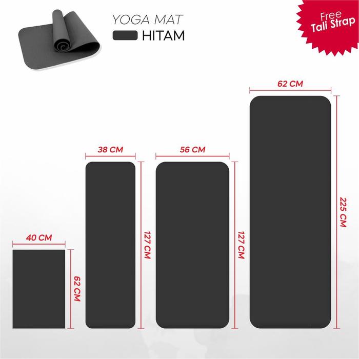 Gambar MATRAS ANTI SLIP ALAS YOGA SENAM MAT TEBAL 5 MM OUTDOOR INDOOR | A - 38x127, Hitam dari al_misfalah undefined Tokopedia
