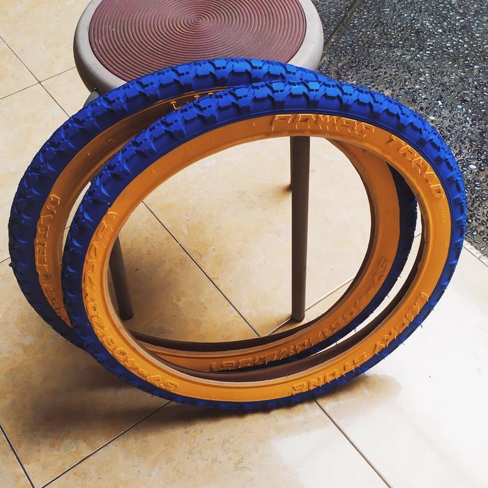 Gambar Ban luar sepeda warna LUCKY STONE ukuran 20x2.125 BMX SELI BECAK MINI - Biru dari MEIERS undefined Tokopedia