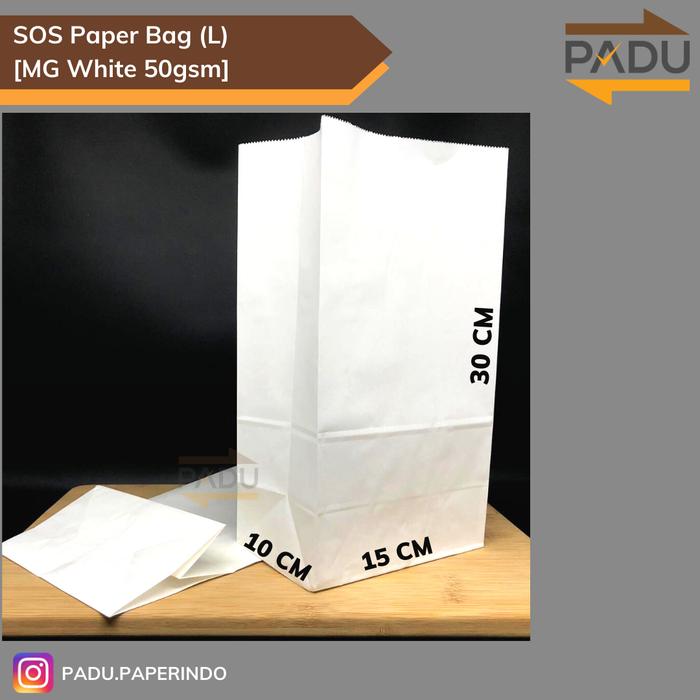 Gambar SOS Paper Bag (L) - Kantong Kertas SOS / Fried Chicken / Snack - MG Putih dari Padu.Paperindo undefined Tokopedia