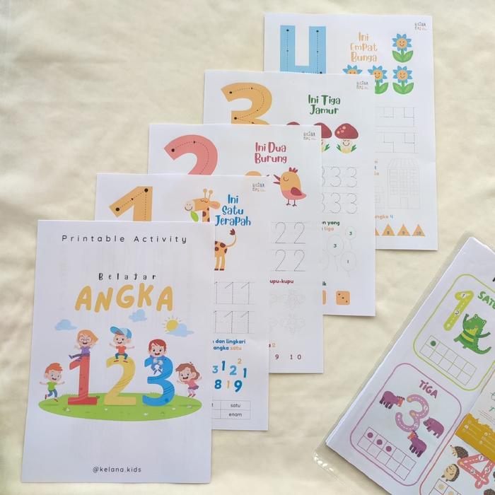 Gambar 20 Lembar Kerja Belajar Angka Anak PAUD TK Worksheet Numbers - Angka, A4 + Zipper Map dari Kelanakids undefined Tokopedia