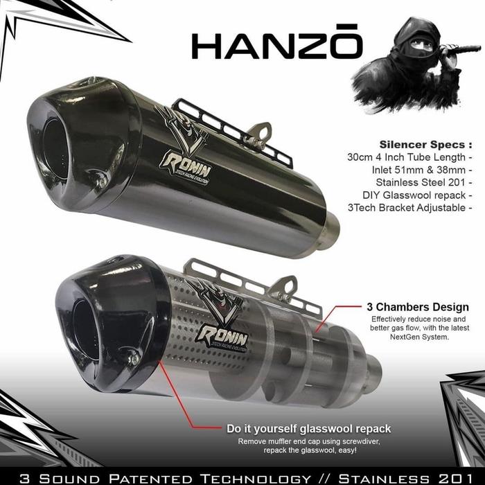 Gambar KNALPOT RACING 3 SUARA 3TECH NEXTGEN RONIN HANZO FULLSET ORIGINAL - Silver, bbksport125-155 dari 3Tech Racing Evolutions undefined Tokopedia