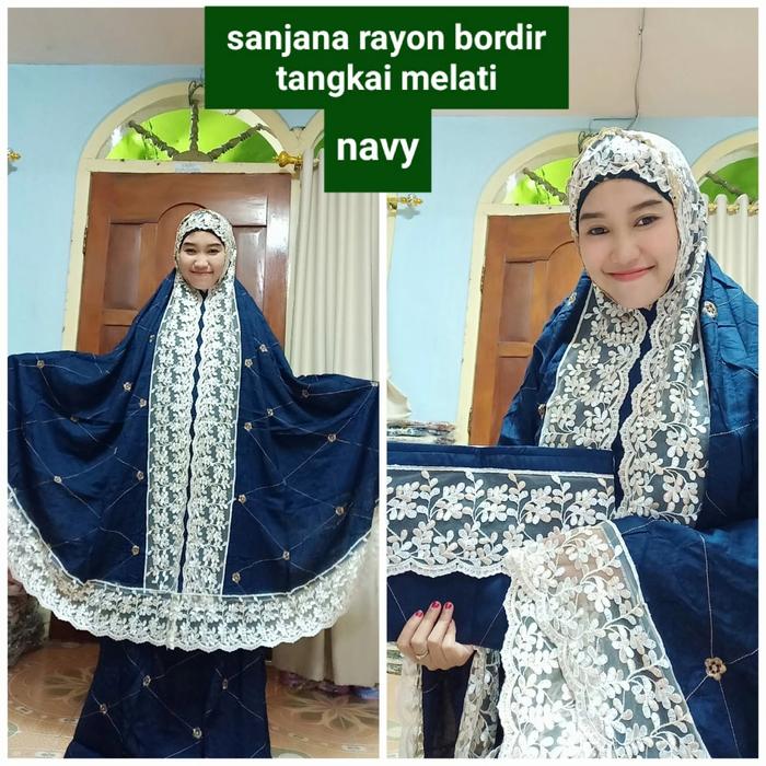 Gambar Mukena Setelan Dewasa Sanjana Rayon Premium Renda Bordir Jaring Full - Hitam dari MUKENA GROSIR ECER BERKAH undefined 4 Tokopedia