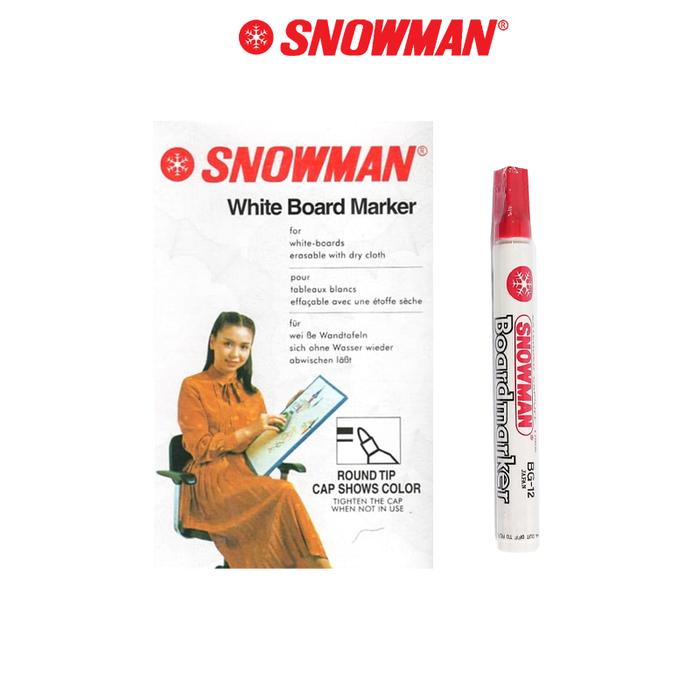 Gambar [1 BOX / 12 PCS] Snowman Spidol Papan Tulis Putih Whiteboard Marker - Merah / Red dari Lancarjayamks undefined Tokopedia