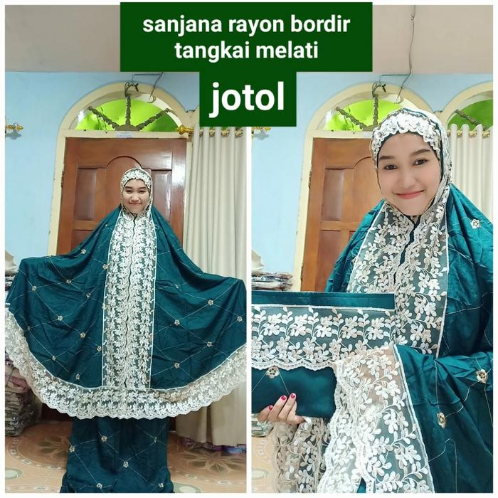 Gambar Mukena Setelan Dewasa Sanjana Rayon Premium Renda Bordir Jaring Full - Hitam dari MUKENA GROSIR ECER BERKAH undefined 3 Tokopedia