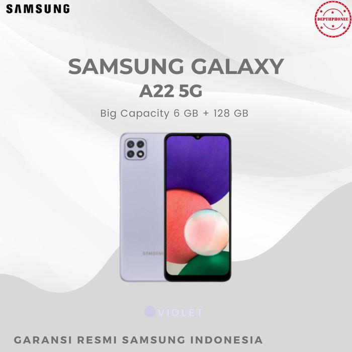 Gambar SAMSUNG GALAXY A22 5G 6/128 GARANSI RESMI - Ungu dari Depthphonee undefined Tokopedia