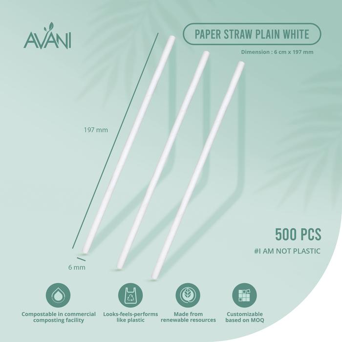 Gambar Avani Paper Straws - Long 6mm - Plain White dari Avani Eco Bali undefined Tokopedia