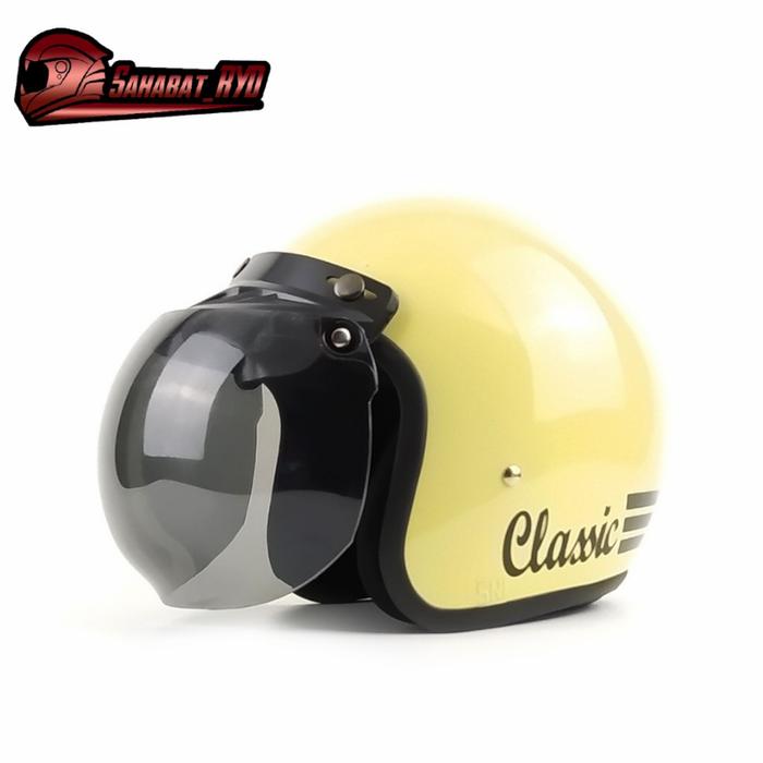 Gambar HELM BOGO MURAH SNI HALF FACE FULL LEHER CEWEK COWOK KEREN LUCU Cembung Kaca - cream dari sahabatryd undefined Tokopedia