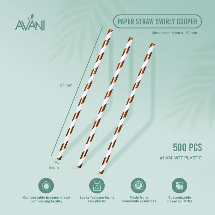 Gambar Avani Paper Straws - Long 6mm - Swirly Copper dari Avani Eco Bali undefined Tokopedia