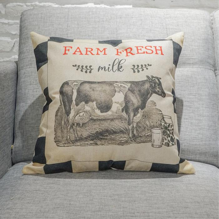 Gambar Sarung Bantal Linen/Cushion Cover Farmhouse motif Farmfresh - Milk dari Locita Decoration undefined Tokopedia