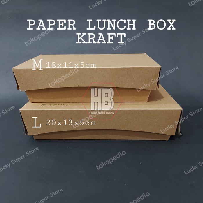 Gambar [100 Pcs] Paper Lunch Box Size M /Kotak Makan Kertas Box Nasi Ukuran M dari Lucky Super Store undefined Tokopedia