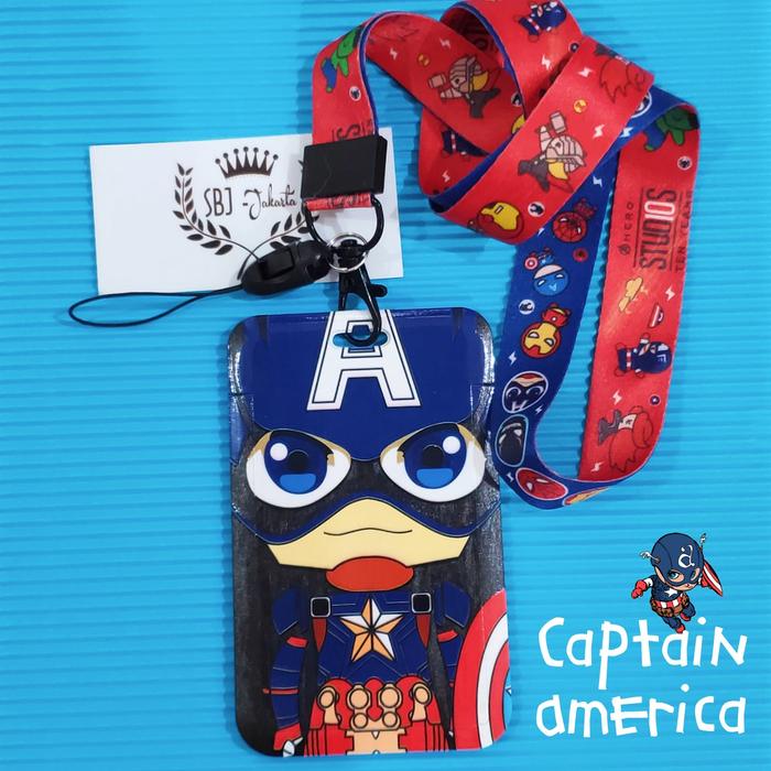 Gambar Animation Tempat kartu / ID card holder /flash card e toll / name tag - CAPT AMERICA dari Genki Ritchi undefined Tokopedia