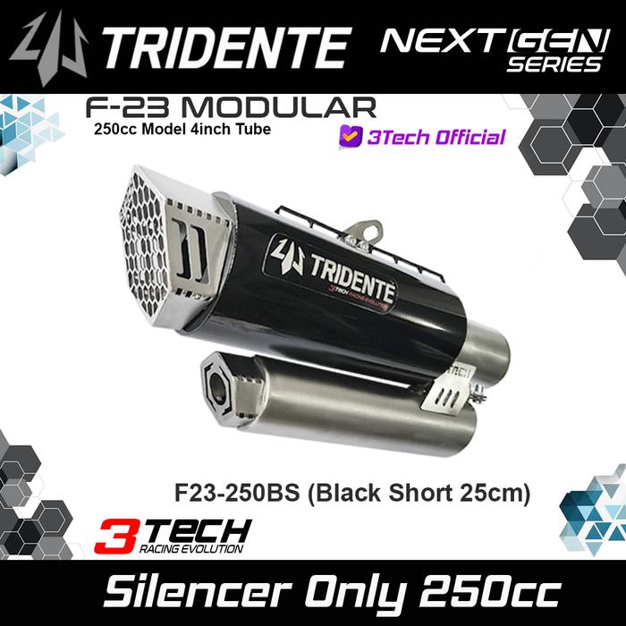 Gambar Knalpot Modular 3 suara Tridente F23 Silencer Only - Short 250cc, Carbon dari 3Tech Official undefined Tokopedia